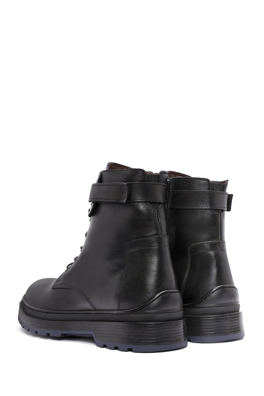 Men's Black Zippered Leather Casual Boots