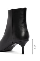 Women's Black Zippered Thin Heeled Leather Boots | Derimod