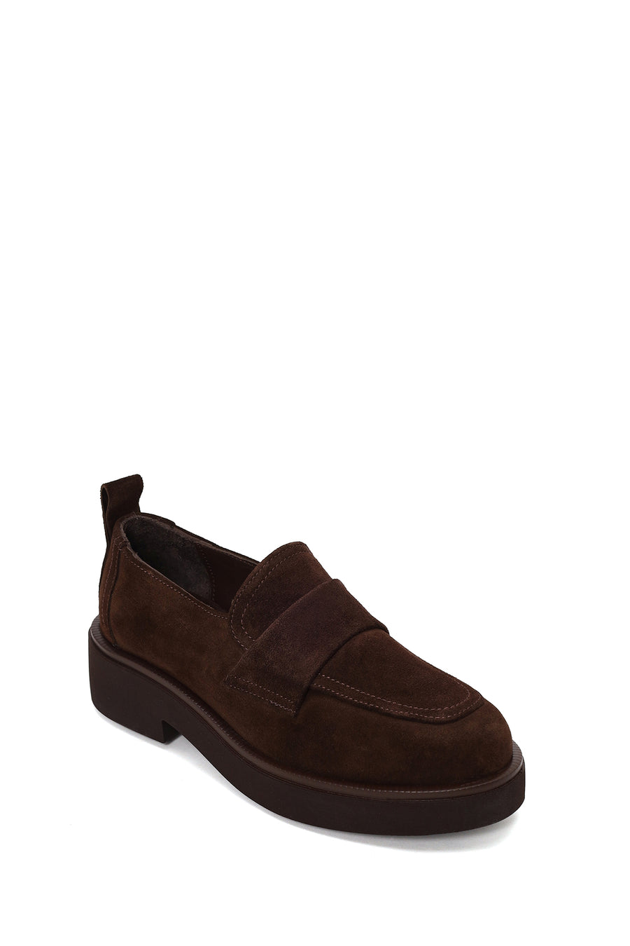 Kadın Kahverengi Süet Deri Maskülen Loafer