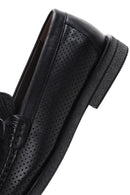 Men's Black Leather Printed Loafer | Derimod