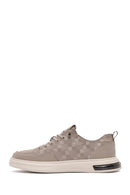 Men's Beige Lace-Up Patterned Fabric Sneakers | Derimod