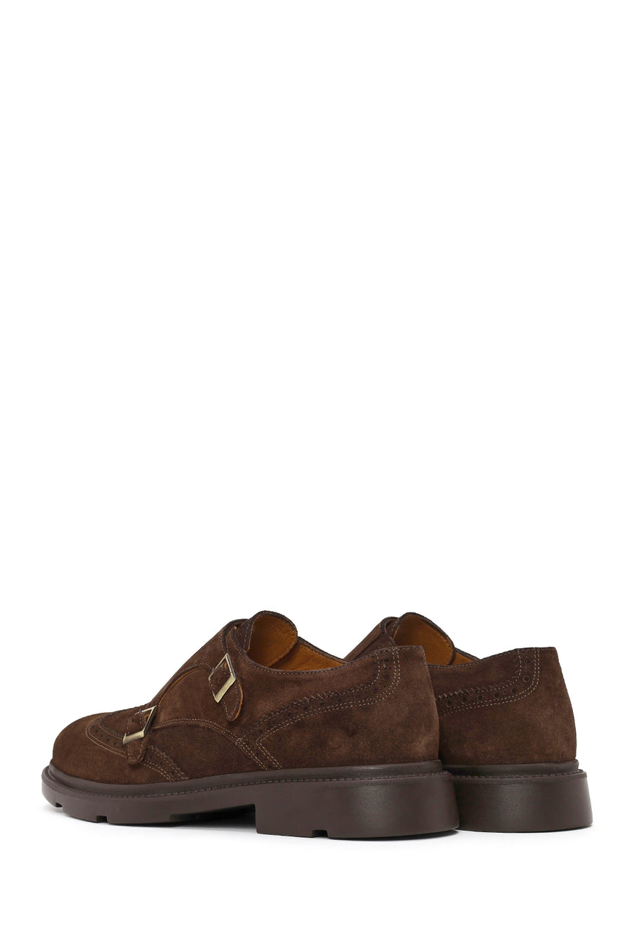 Male Brown Buckled Suede Casual Shoes