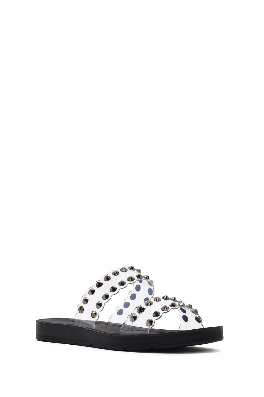 Women's Black Transparent Stone Slippers