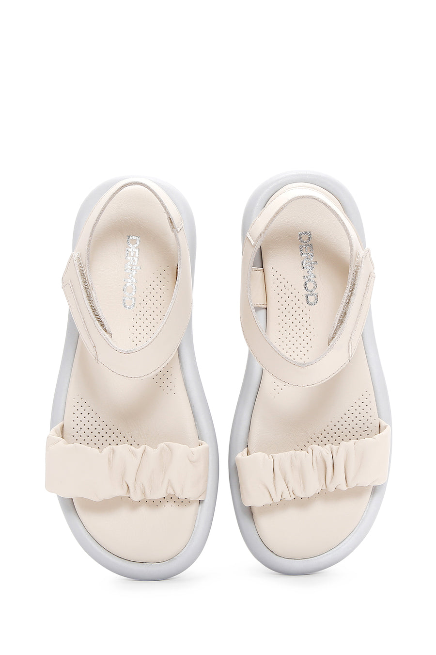 Kadın Bej Deri Comfort Sandalet