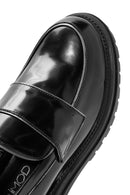 Women's Black Thick Soled Leather Masculine Loafer | Derimod