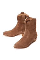 Women's Tan Suede Leather Cowboy Boots | Derimod