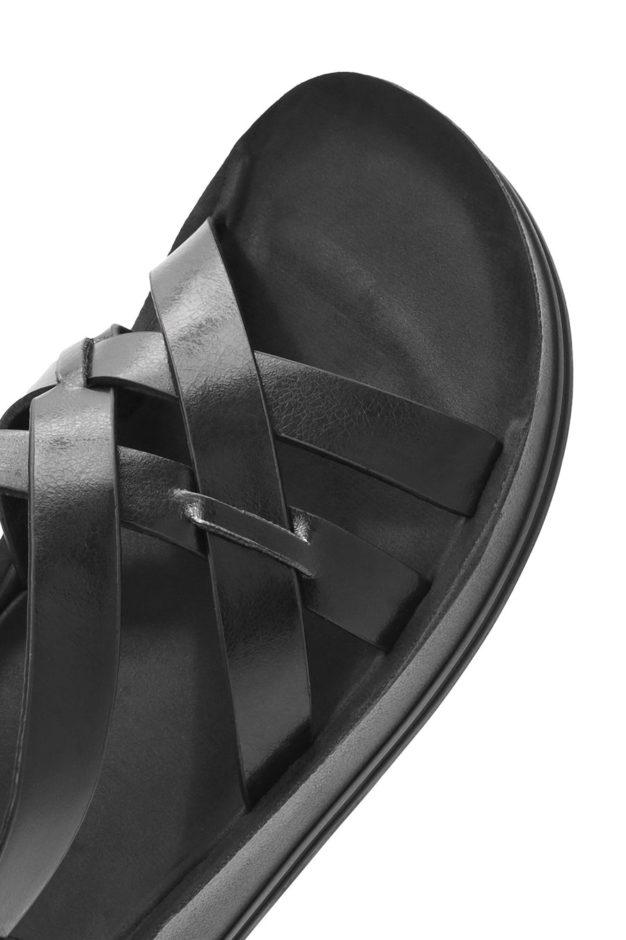 Women's Black Thick-Soled Metallic Sandals