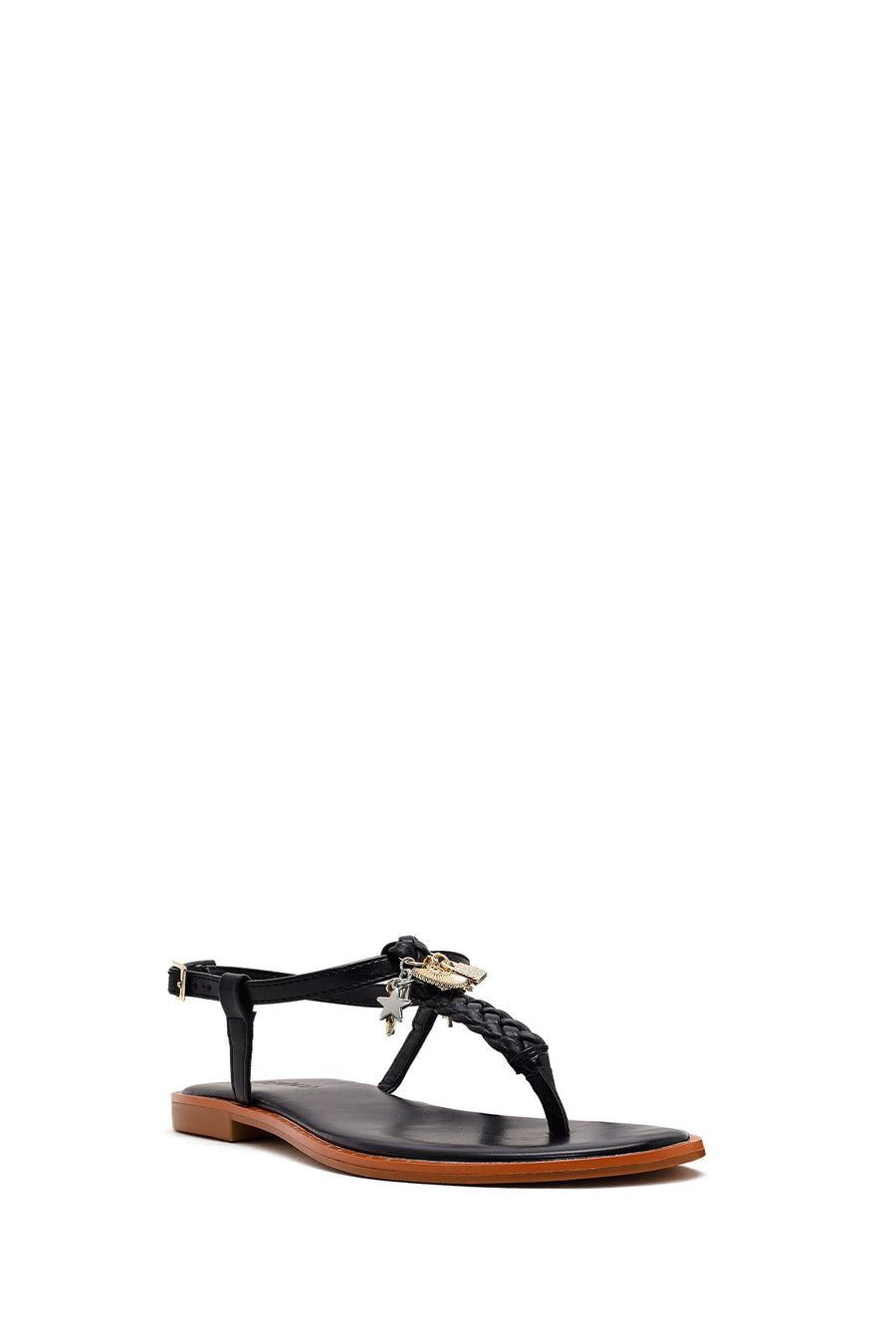 Woman Black Accessory-Embellished Toe-Post Sandals