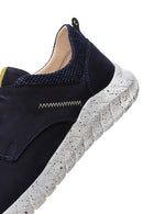 Men's Navy Blue Nubuck Leather Sneaker | Derimod