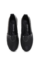 Women's Black Thick Soled Leather Comfort Loafer | Derimod