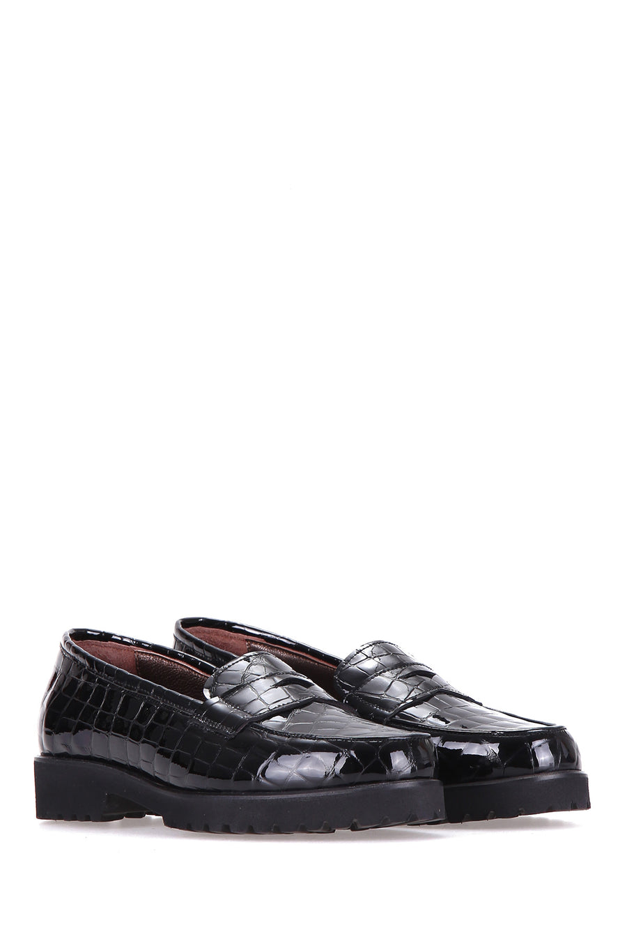 Crocodile Patterned Women's Leather Shoes