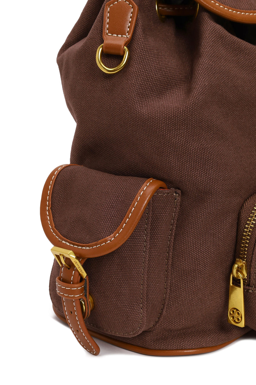 Woman Brown Fabric Backpack