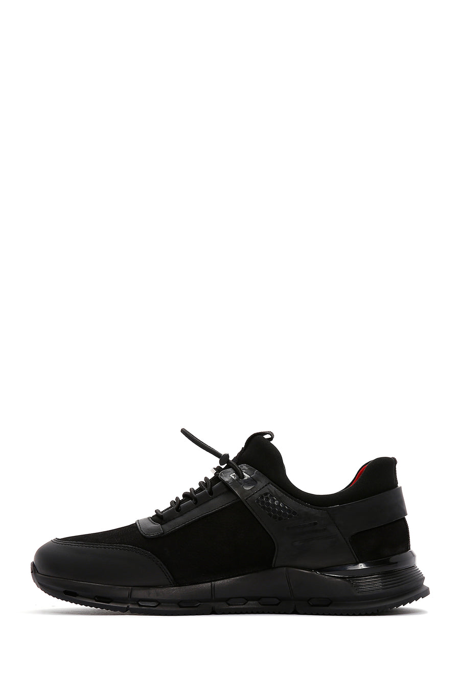 Erkek Siyah Bağcıklı Nubuk Deri Sneaker