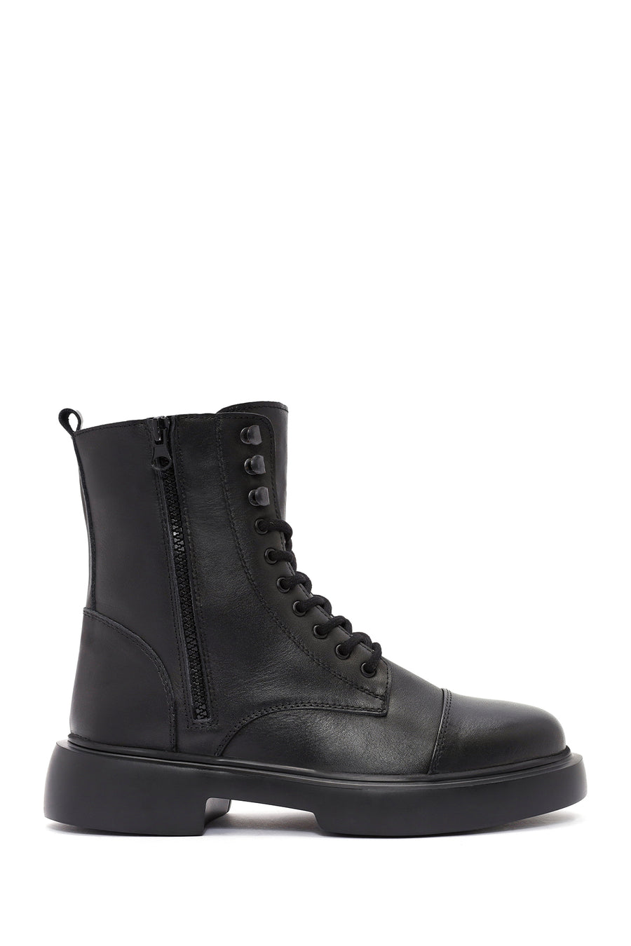 Men's Black Zippered Leather Casual Boots 24WFD701118 | Derimod