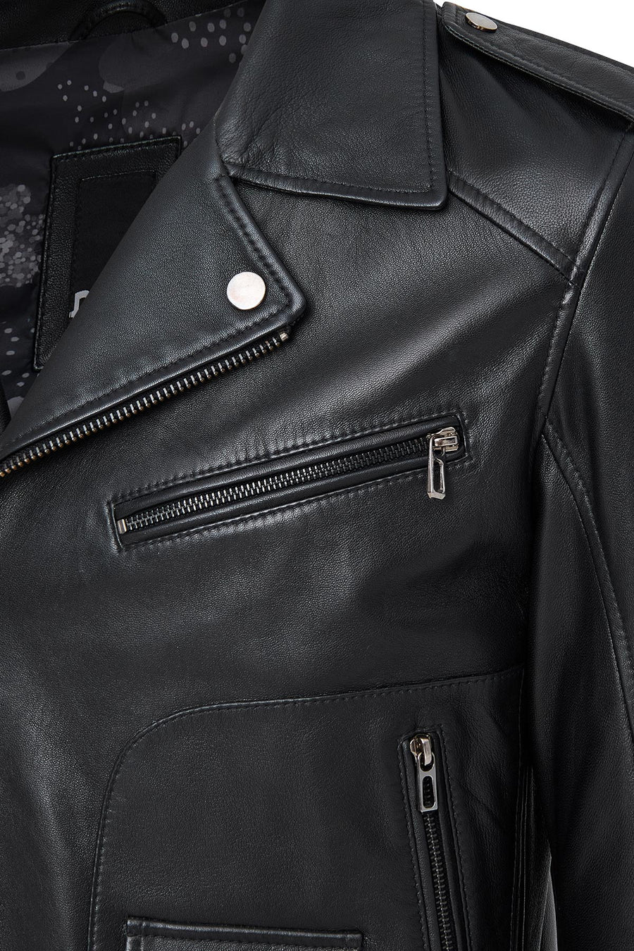 Carter Men's Black Biker Leather Coat