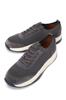 Derimod Zero Male Gray Lace-up Thick-soled Fabric Sneaker | Derimod