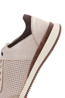 Men's Beige Leather Printed Sneaker | Derimod