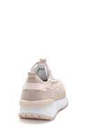 Women's Leather Suede High Sole Sneaker | Derimod