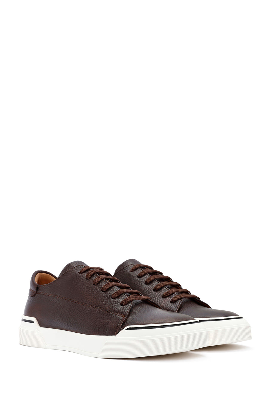 Men's Brown Lace-Up Leather Sneaker