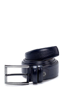 Men's Navy Blue Leather Casual Belt | Derimod