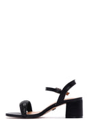 Women's Black Stone Thick Heeled Sandals | Derimod