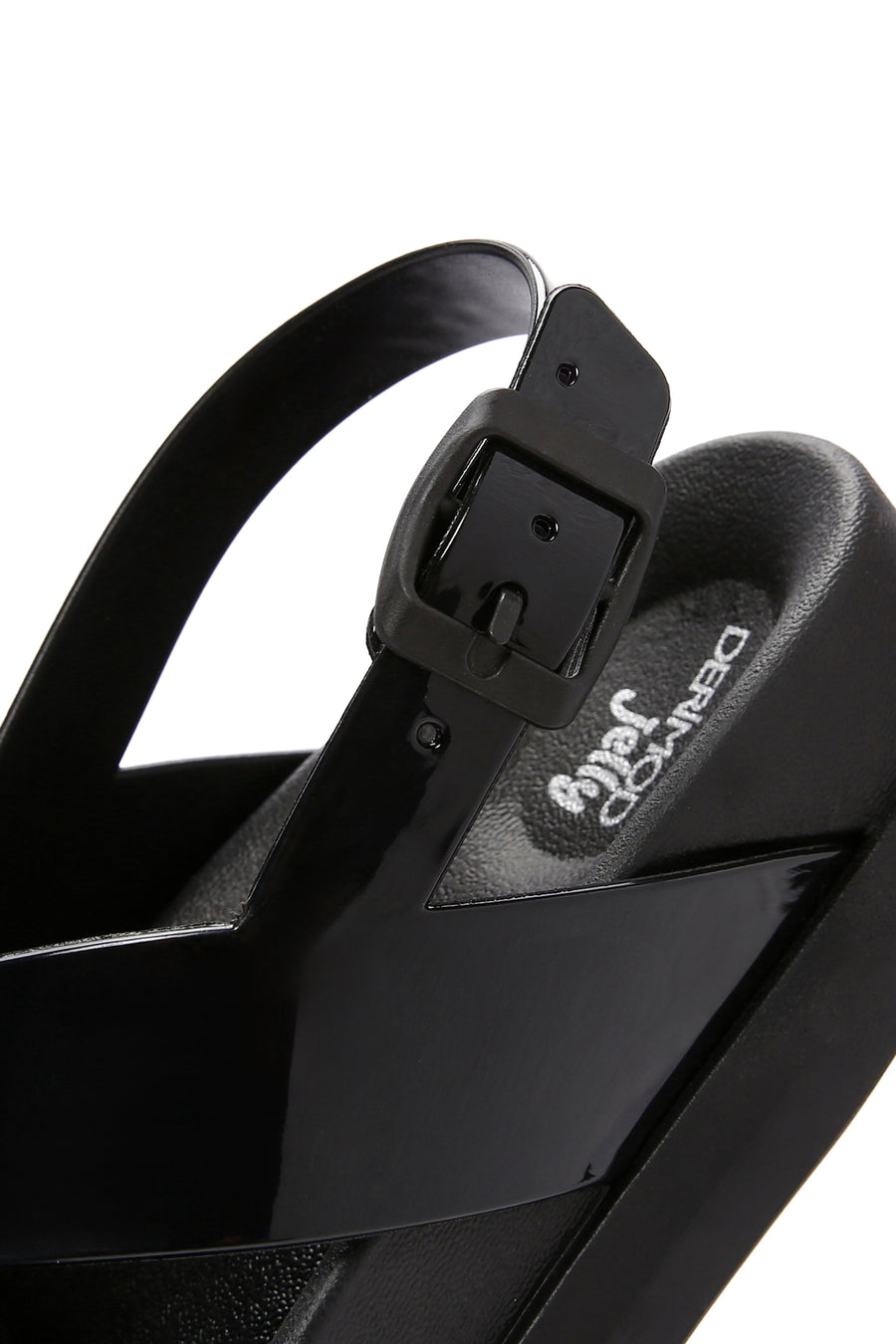 Women's Black Ankle Strap Thick Soled Jelly Sandals