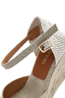 Women's Beige Ankle Buckle Wedge Heel Fabric Espadrille Sandals | Derimod