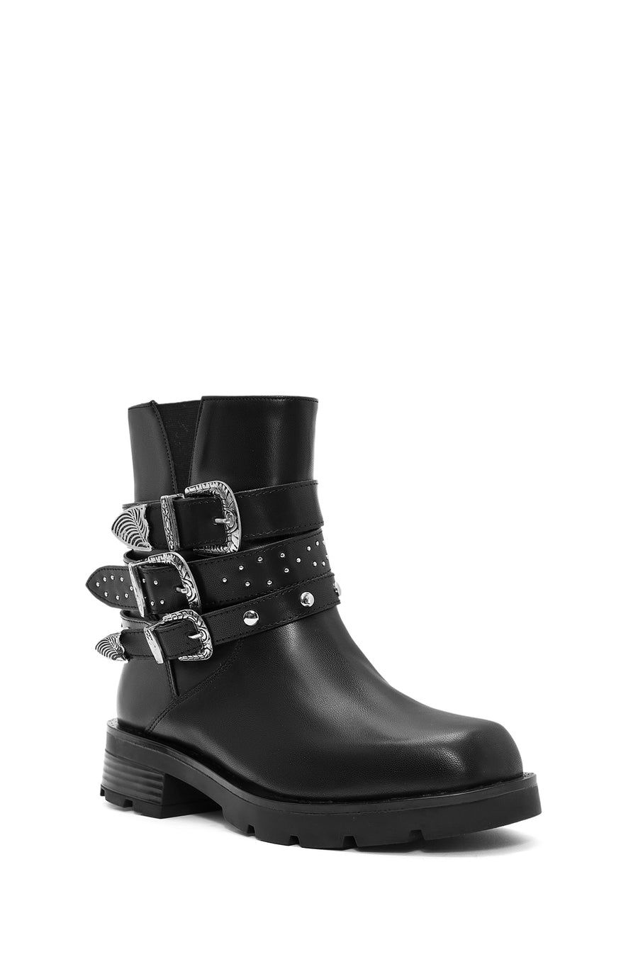 Women's Black Buckle Detailed Boots