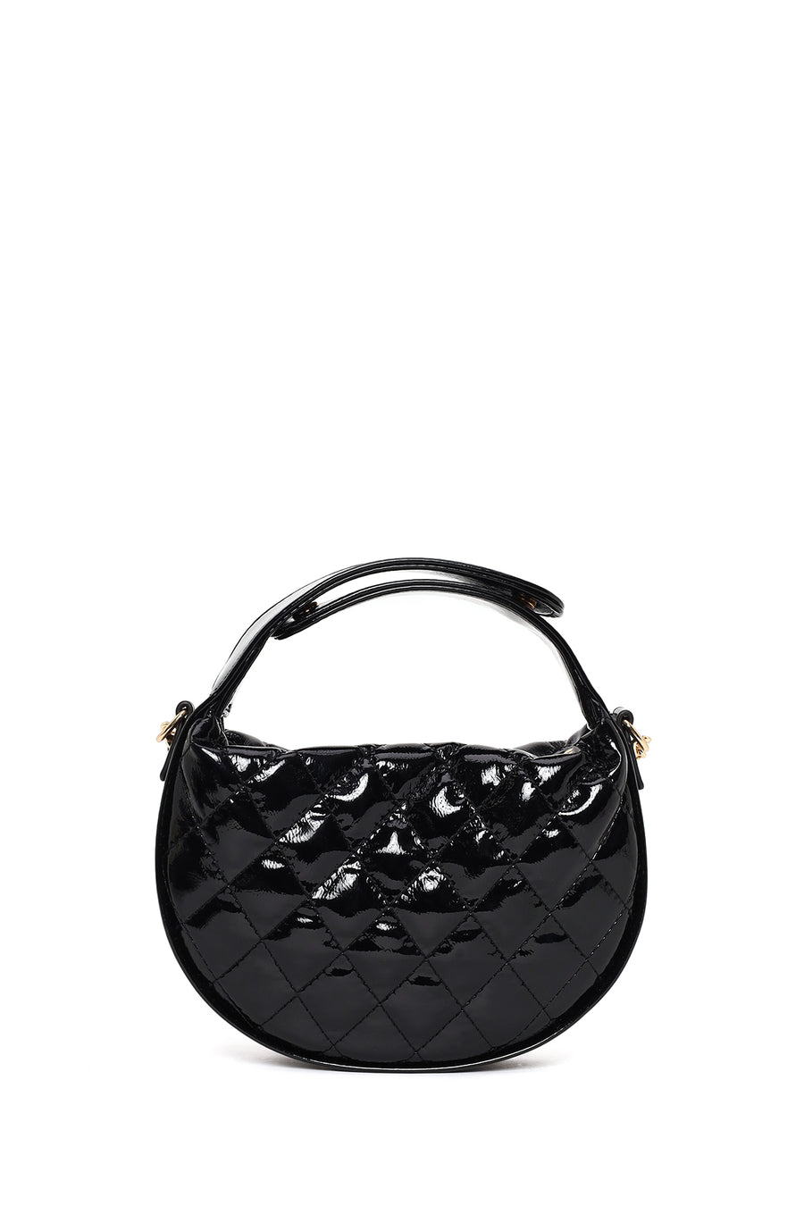 Woman Black Long-Strap Quilted Mini Evening Bag