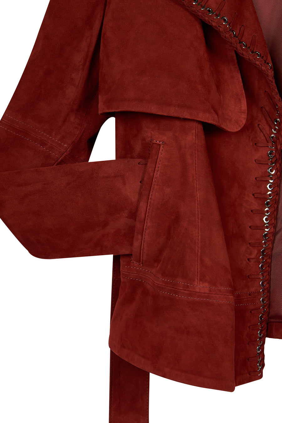 Patricia Woman Burgundy Biker Suede Jacket