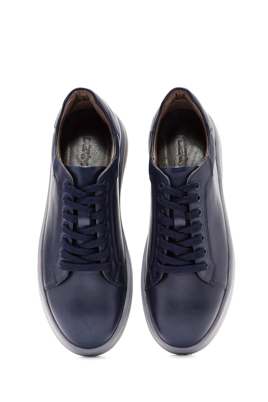 Men's Navy Blue Lace-Up Leather Sneaker