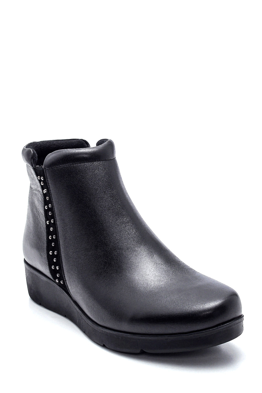 Women's Leather Stone Detailed Boots