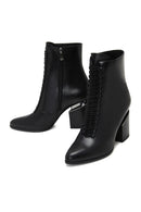 Women's Black Leather Heeled Boots | Derimod