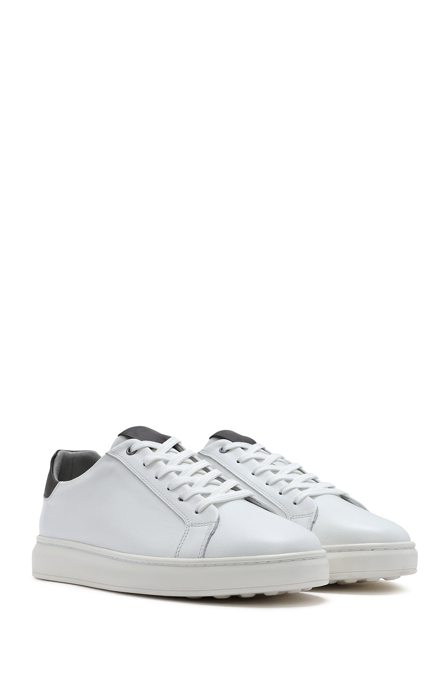 Men's White Lace-up Leather Sneaker