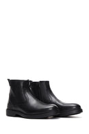 Men's Black Leather Zippered Boots | Derimod