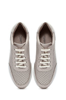 Women's Cream Lace-Up Thick-Sole Leather Sneakers | Derimod