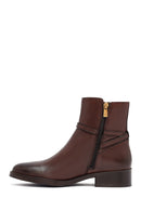 Woman Brown Zippered Leather Boat | Derimod