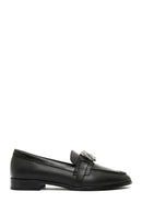 Women's Black Buckled Leather Masculine Loafer | Derimod