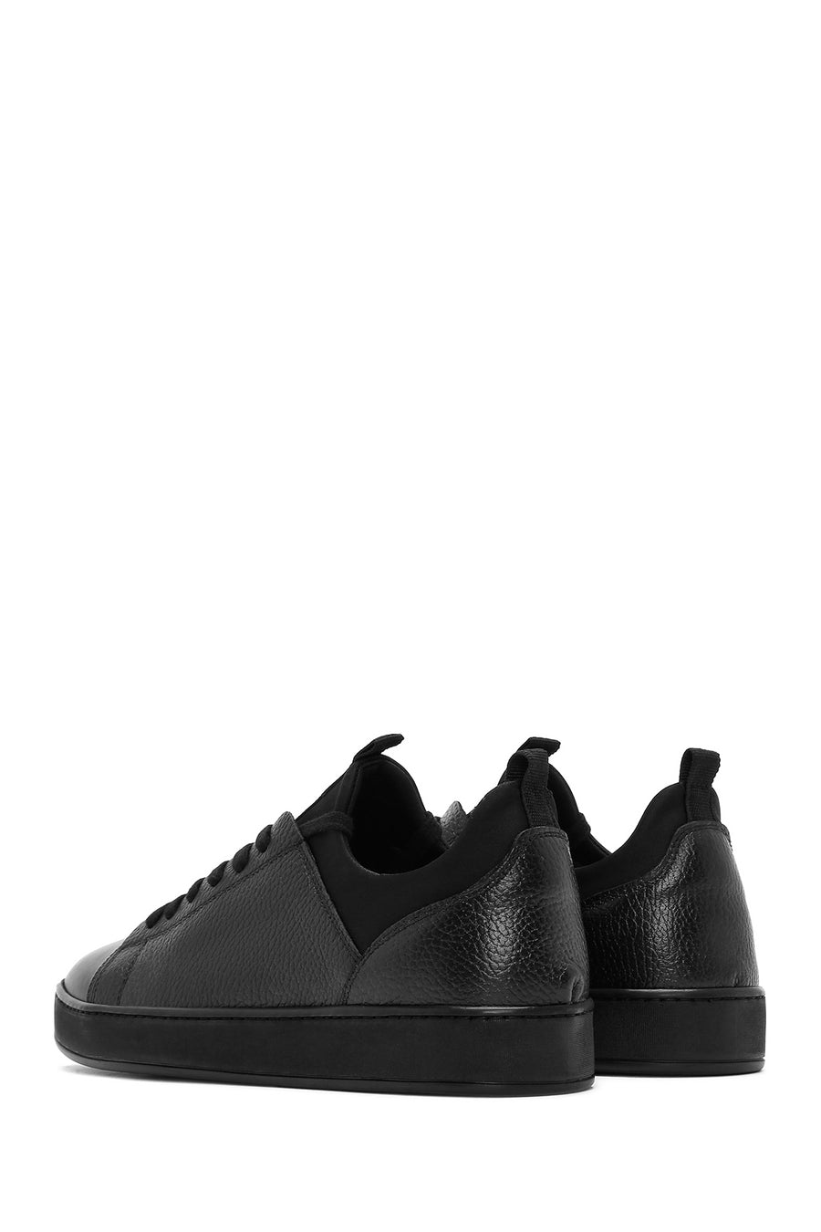 Men's Black Lace-up Leather Sneaker
