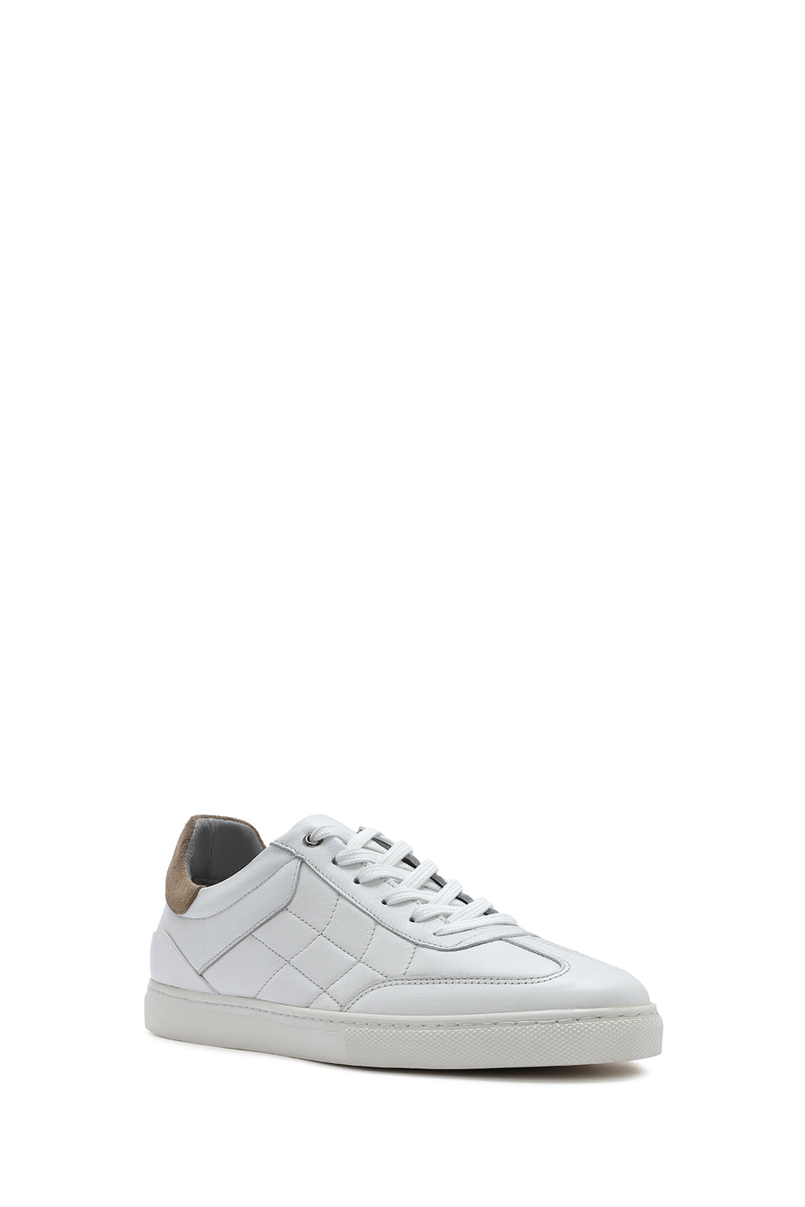 Men's White Lace-up Leather Sneaker