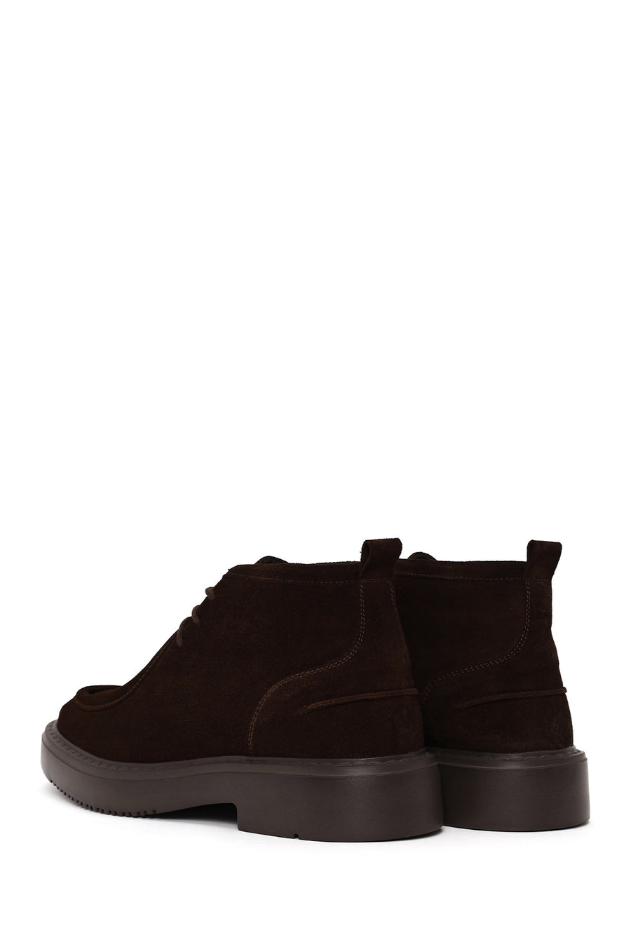 Male Brown Lace-Up Thick-Soled Suede Casual Boots
