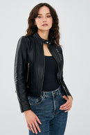 Ella Black Women's Short Leather Jacket | Derimod