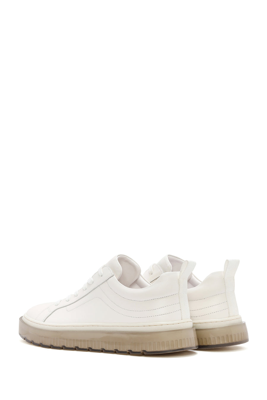 Men's White Lace-up Leather Sneaker