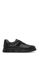 Erkek Siyah Bağcıklı Deri Casual Sneaker | Derimod