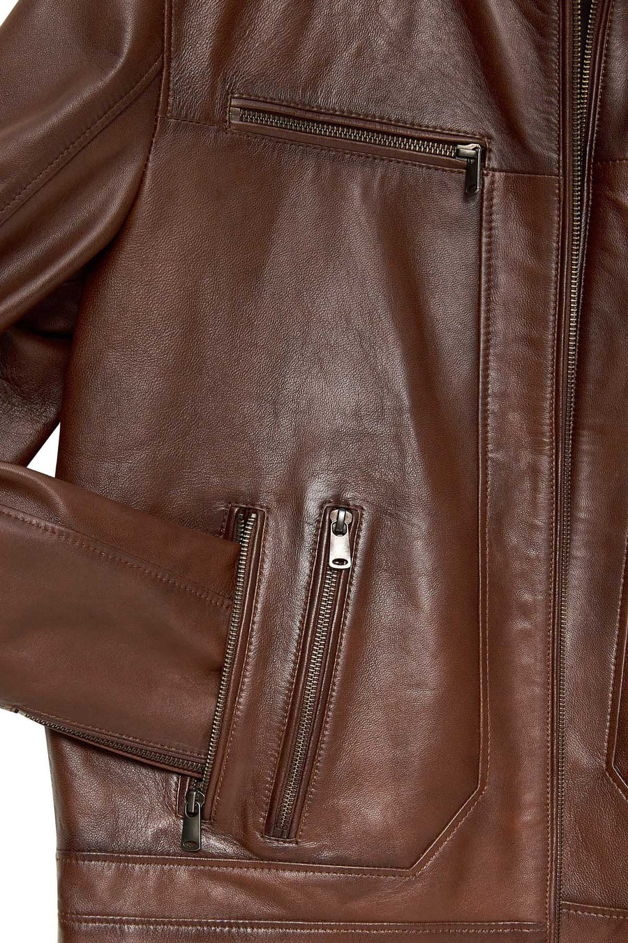 Patrick Men's Brown Judge Collar Leather Jacket