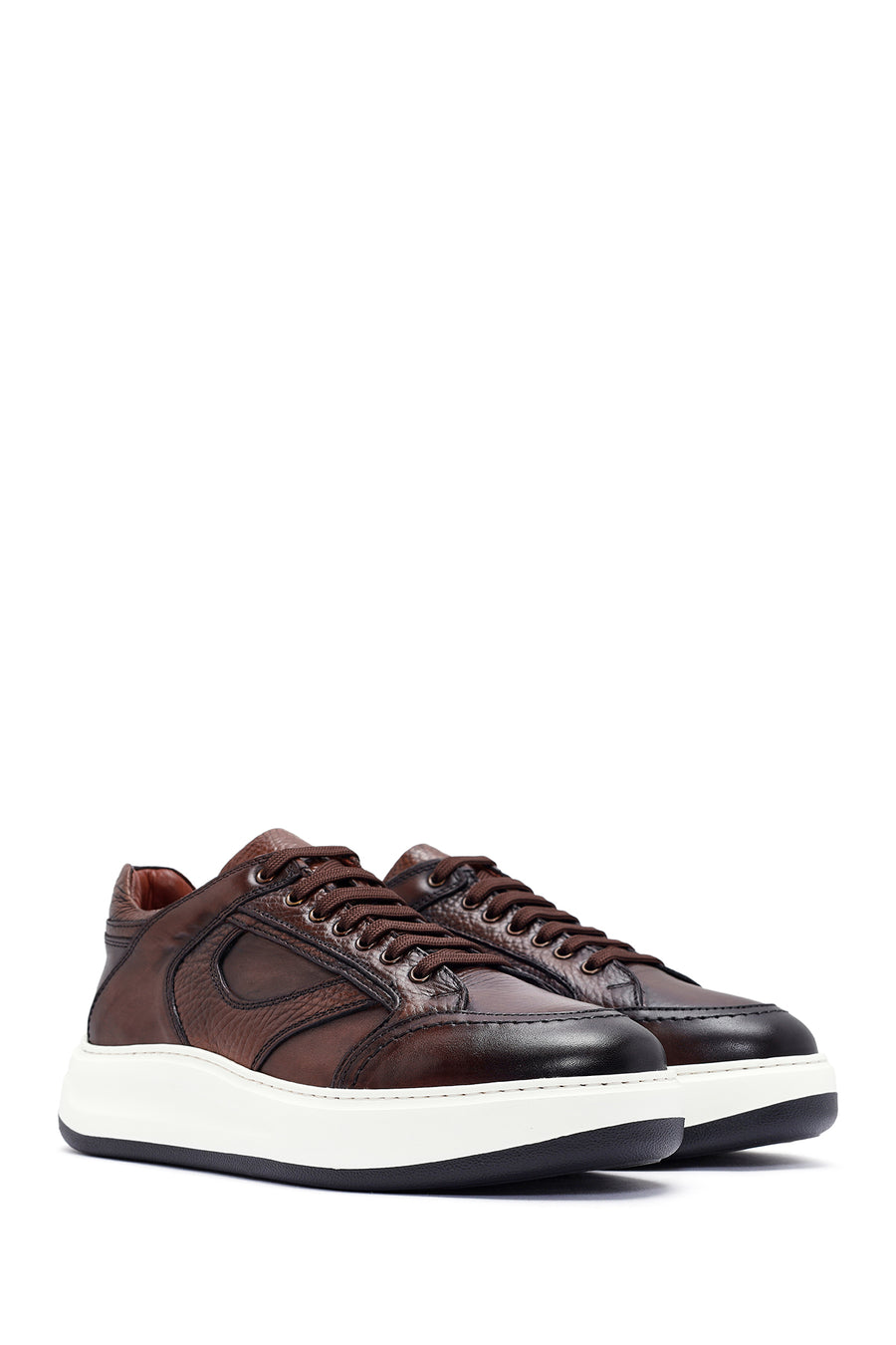 Men's Brown Lace-Up Leather Sneaker