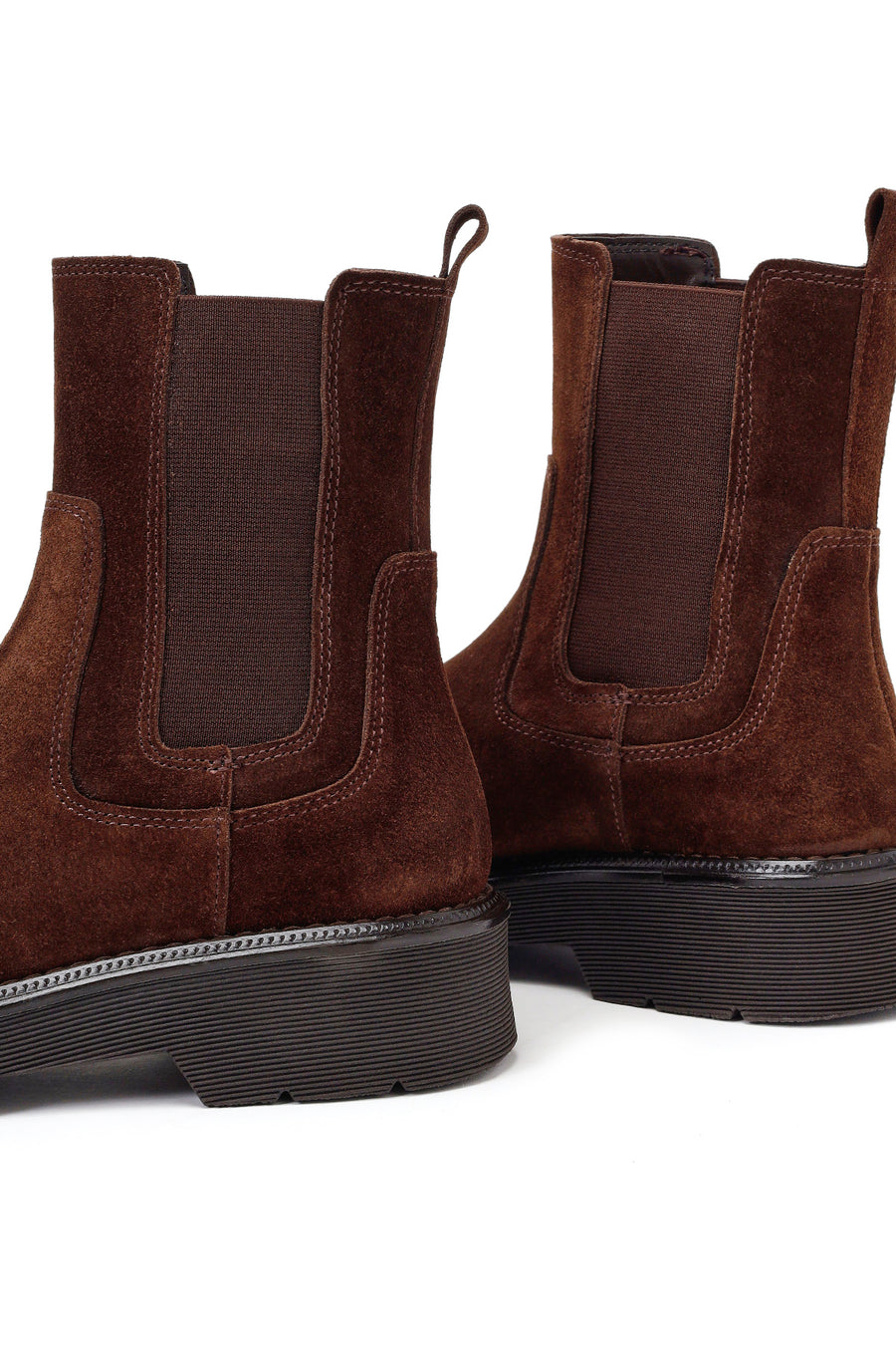 Woman Brown Thick-Soled Suede Chelsea Boots