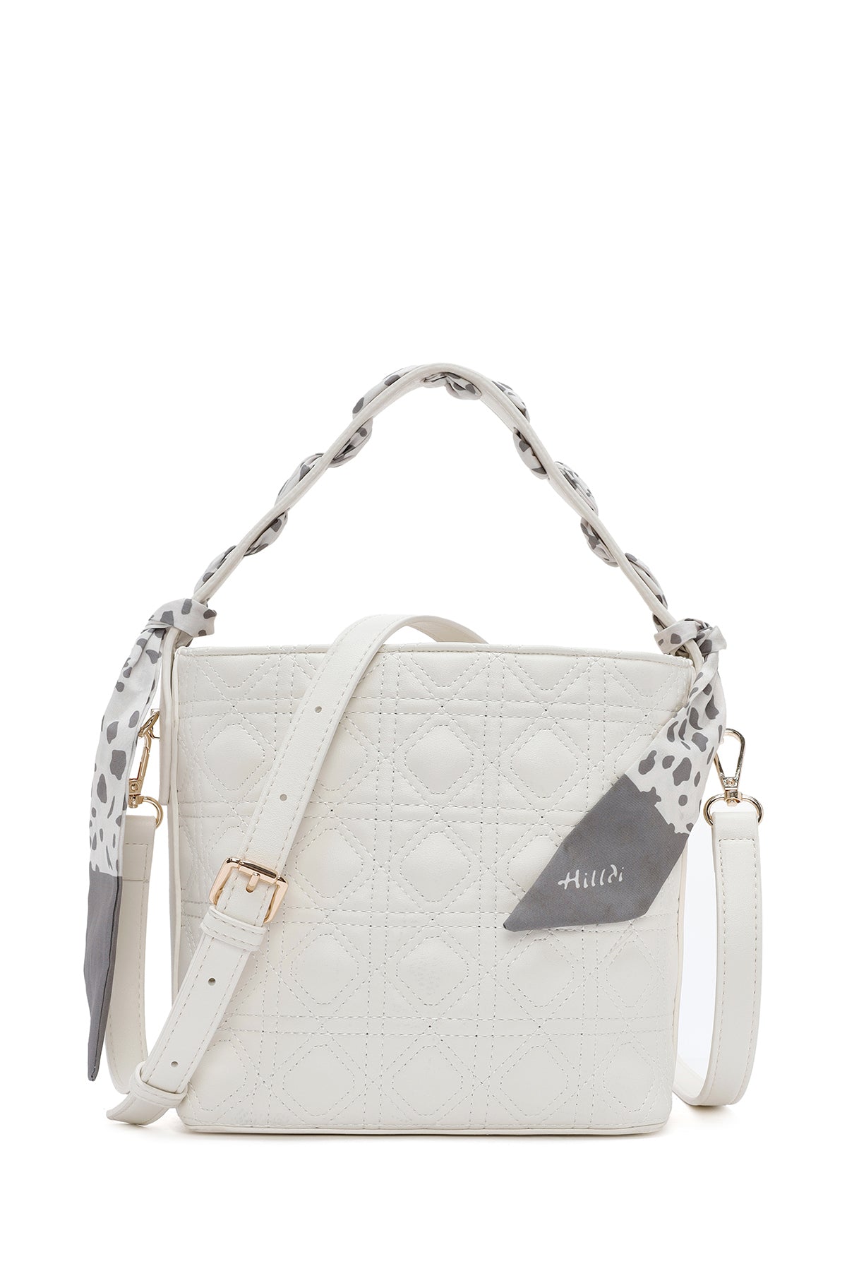 Women's Cream Long Strap Quilted Handbag with Accessory Detail 24SBD2802KP | Derimod