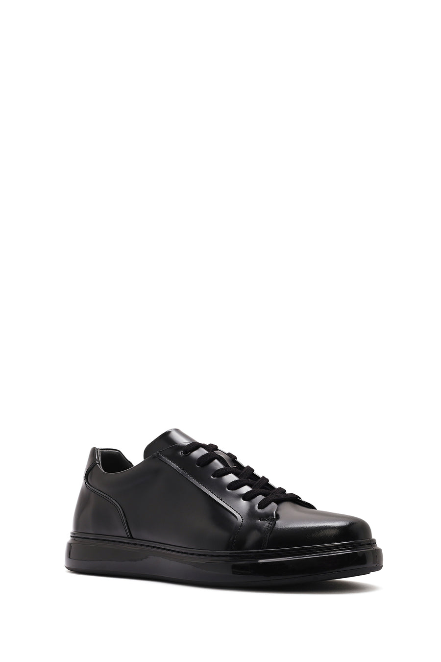 Men's Black Lace-up Leather Sneaker