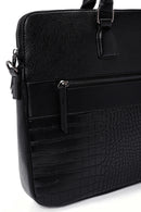 Men's Black Long Strap Leather Briefcase | Derimod